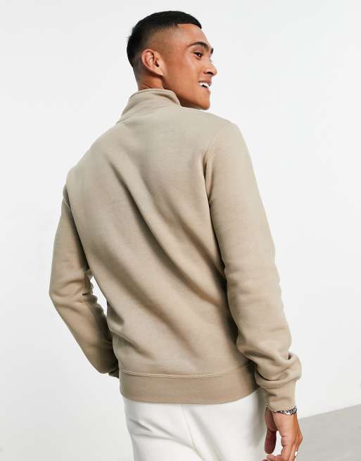 Nike Club Fleece half zip sweatshirt in beige | ASOS