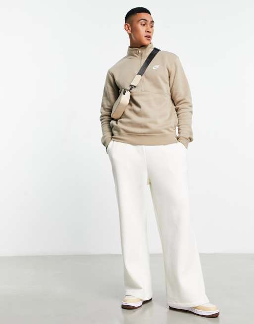 Nike Club Fleece half zip sweatshirt in beige | ASOS
