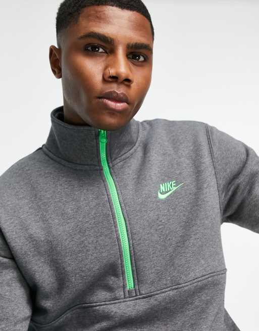 Nike Club Fleece half-zip sweatshirt in charcoal heather | ASOS