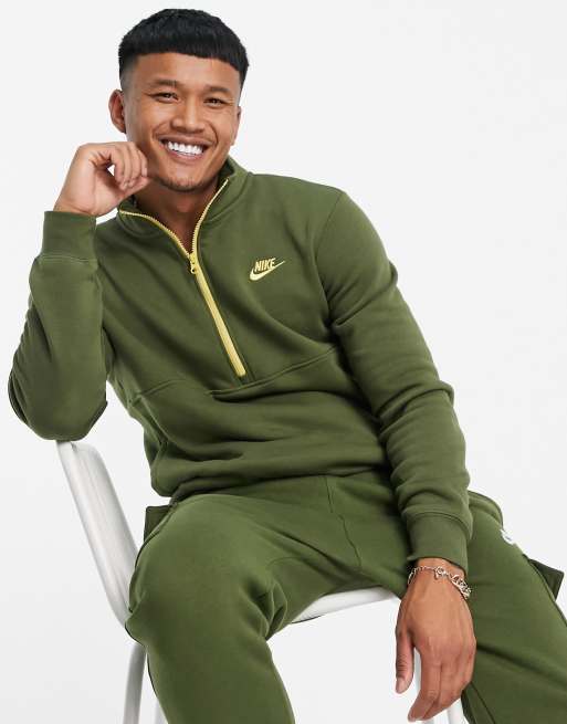 Nike Club Fleece half-zip sweatshirt in khaki