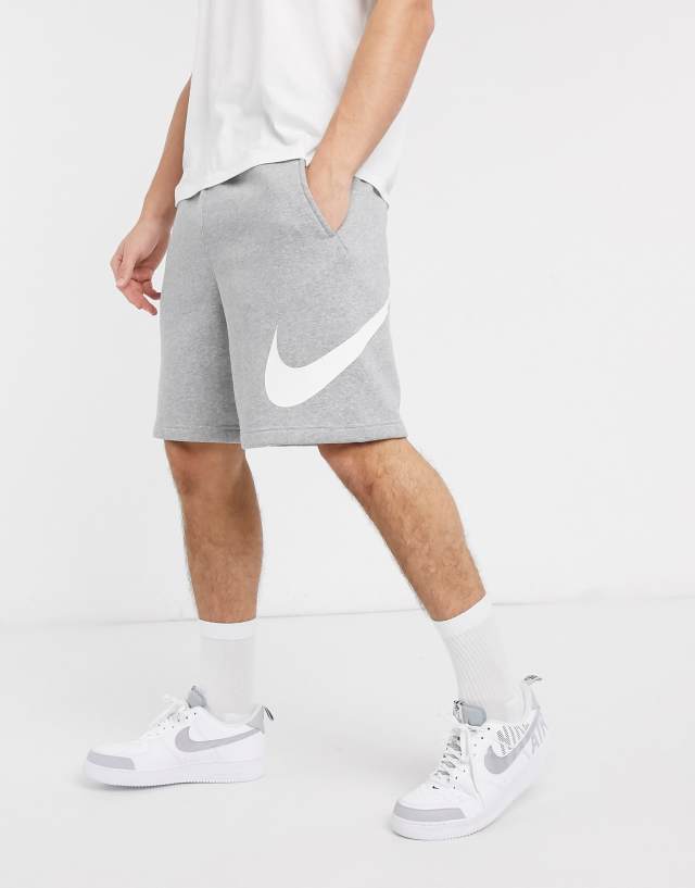 Nike Club Fleece HBR logo shorts in gray heather