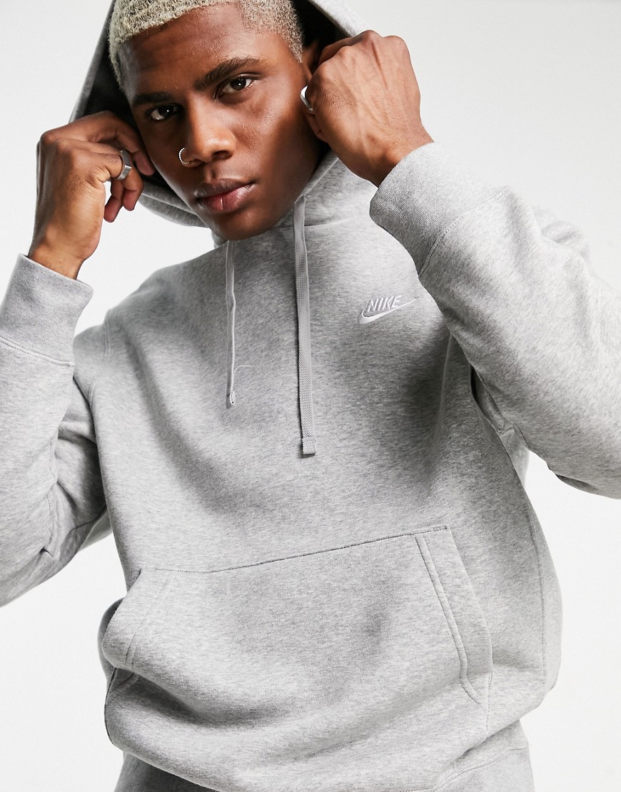 Nike Club Fleece hoodie in gray heather-Grey