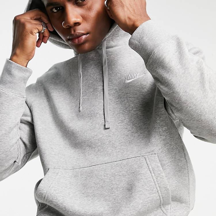 Nike Club Fleece hoodie in gray heather | ASOS | Sweatshirts