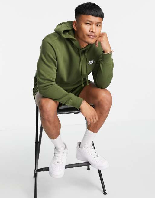 nike club hoodie in khaki