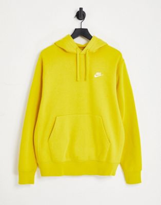 Nike Club fleece hoodie in sulfur yellow