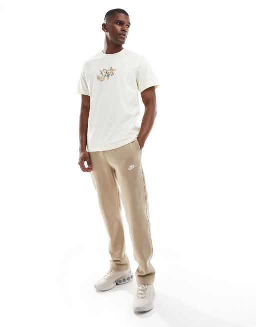 Nike – Club Fleece – Kakifärgade sweatpant med öppen nederkant, 4 av 5