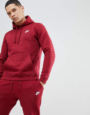 nike club hoodie red