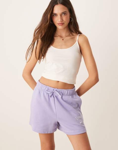 Nike Club Fleece retro logo shorts in purple 