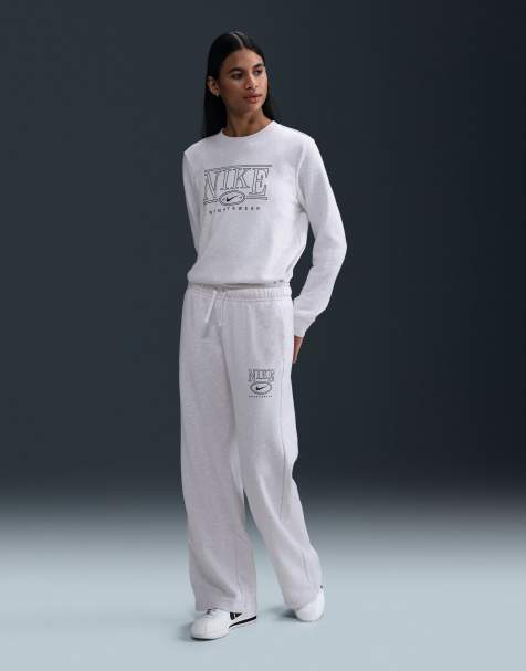 Nike Club Fleece retro logo wide leg sweatpants in gray - view 1