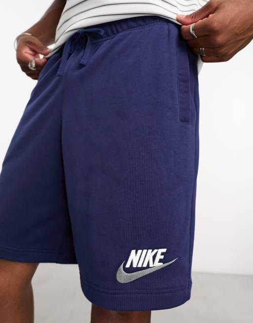 Navy blue nike fleece shorts hot sale