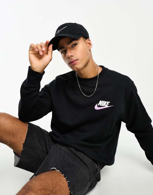 Nike Club - Fleece sweatshirt met ronde hals in zwart