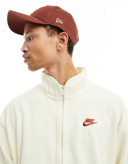 Nike Club fleece zip thru jacket in beige 