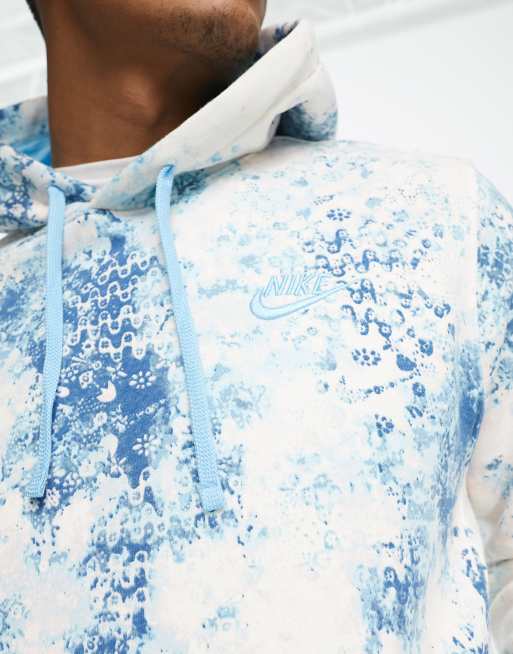 Nike Sportswear Club Fleece Tie Dye Hoodie in Photo Blue