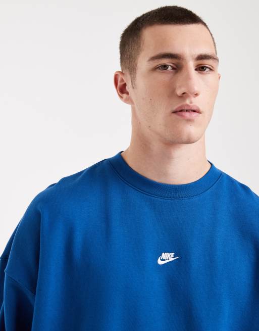 Nike – Club French Terry – Blå sweatshirt i oversize, 5 av 5