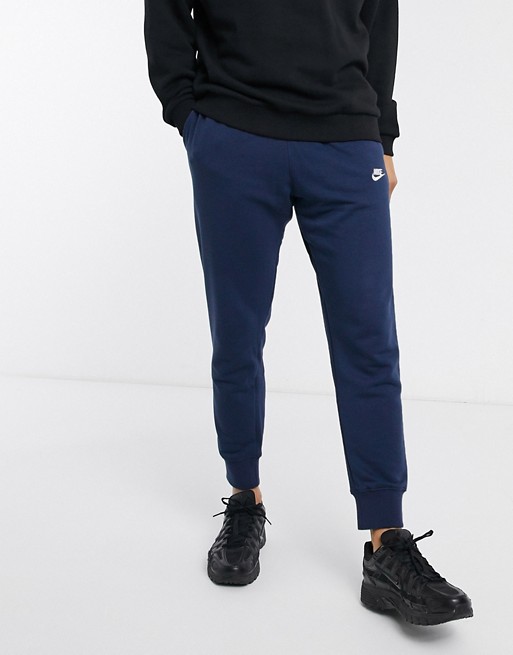 Nike Club french terry cuffed joggers in navy