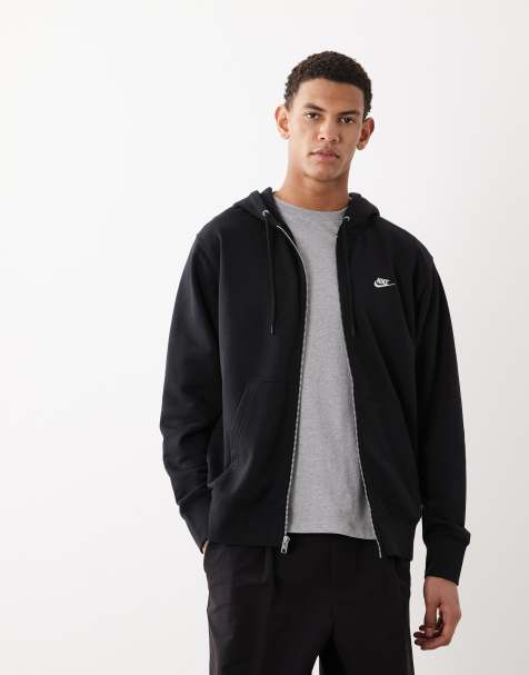 Nike Club French Terry full zip hoodie in black - view 1