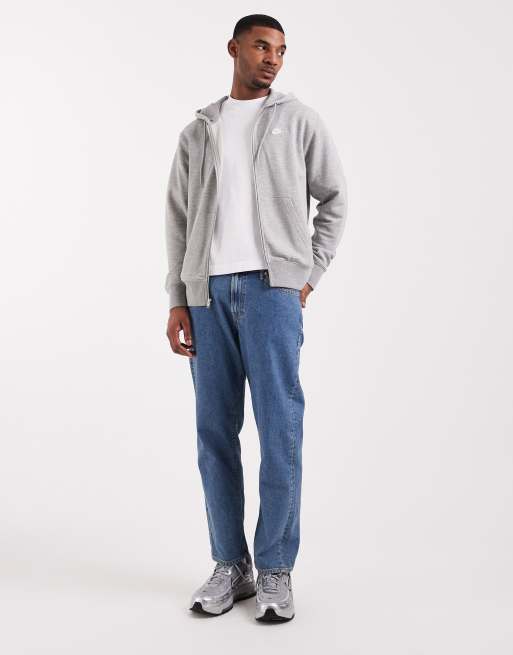 Nike Club French Terry full zip hoodie in grey, 2 of 5