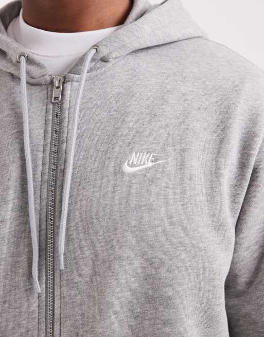 Nike Club French Terry full zip hoodie in grey, 3 of 5