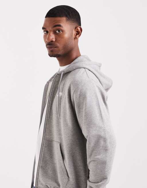 Nike Club French Terry full zip hoodie in grey, 4 of 5