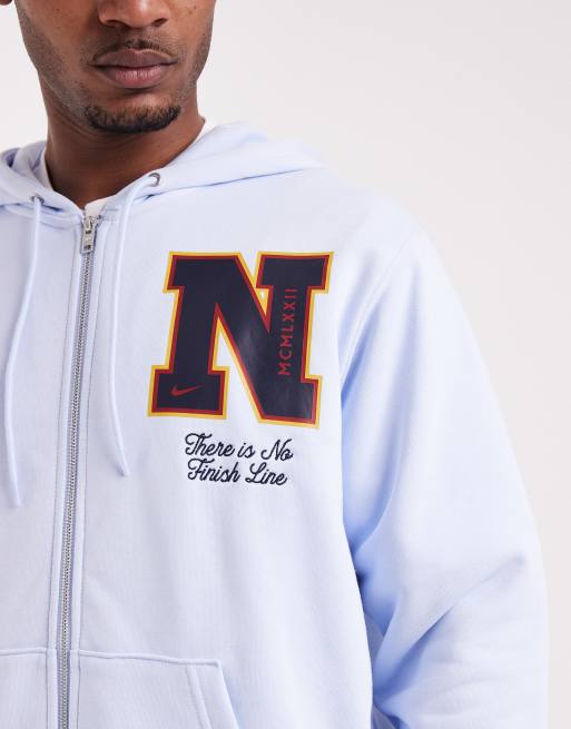 Nike Club French Terry full zip hoodie in light blue , 3 of 5
