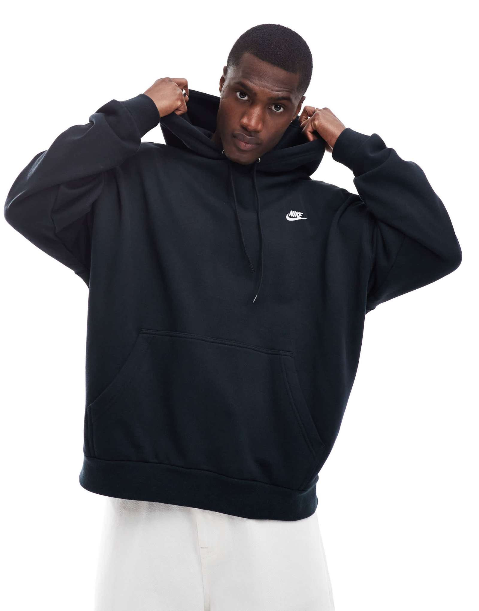 Толстовка Nike Club french terry oversize с капюшоном черного цвета