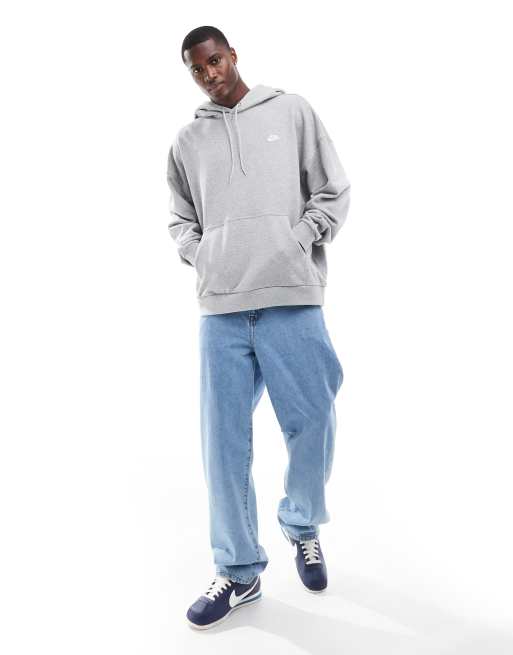 Nike Club french terry oversized hoodie in grey