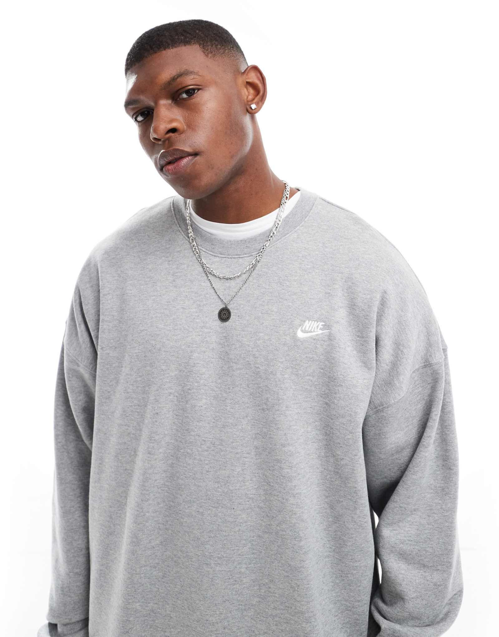 Толстовка Nike Club french terry oversize серого цвета