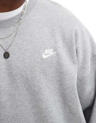 Nike Club french terry oversized sweatshirt in gray | ASOS