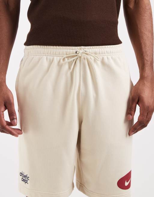 Nike Club - French Terry - Pantaloncini beige con logo Nike, 4 di 5