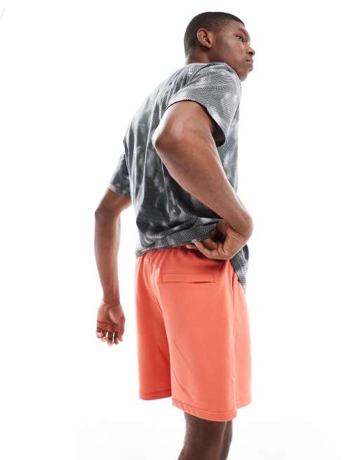 Nike Club French Terry shorts in orange , 3 of 5