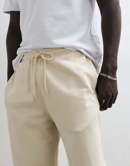 Nike Club french Terry straight leg logo joggers in light beige, 2 of 5