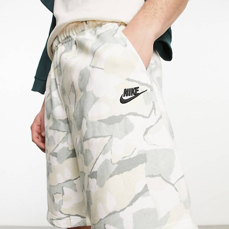 Nike Club FT logo printed shorts in silver and gray | ASOS