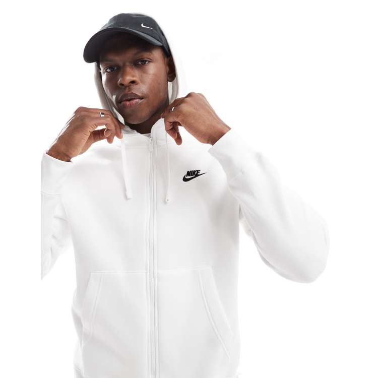 Nike Club full zip fleece hoodie in white ASOS