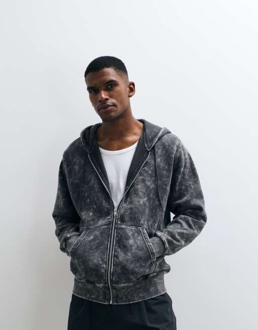 Nike Club full zip hoodie in black wash, 4 of 5