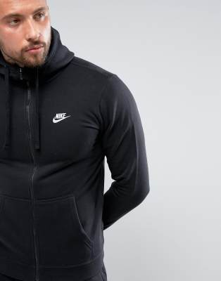 nike club full zip hoodie in black