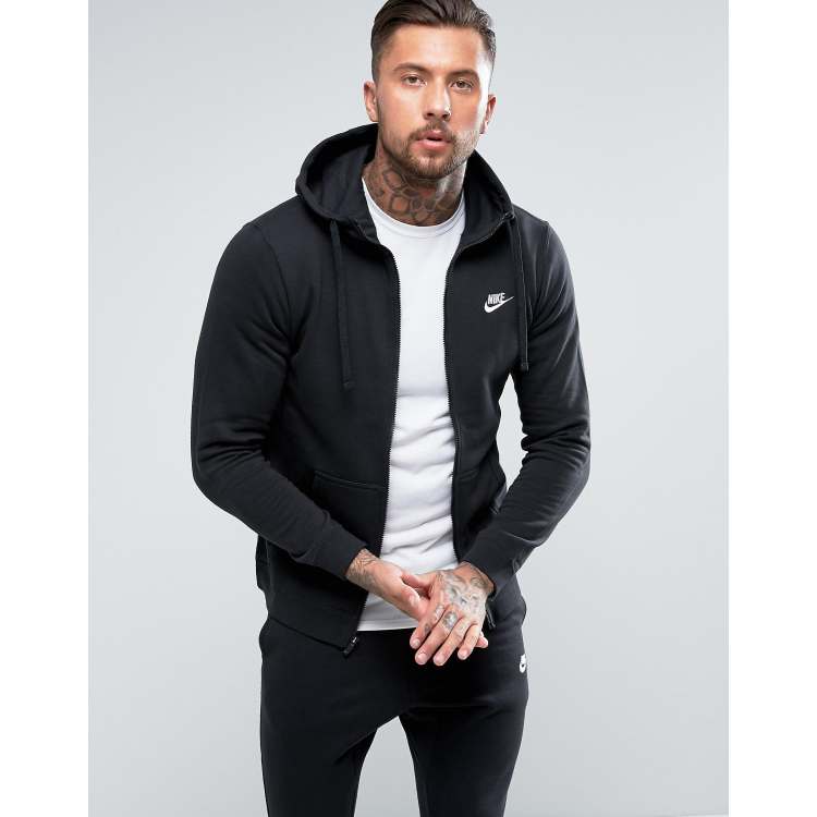 Nike black hoodie on sale white zipper