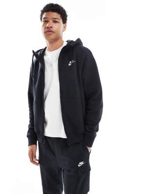 Nike Club full zip hoodie in black ASOS