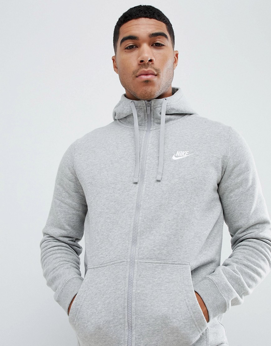Nike Club Full Zip Hoodie In Grey