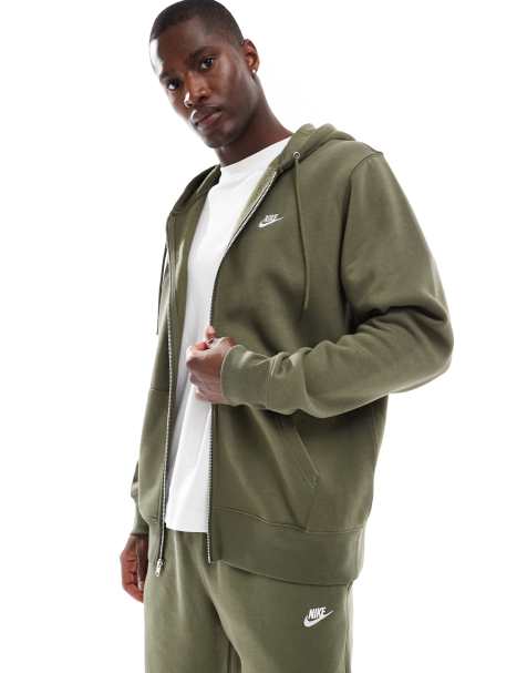 Nike Club full zip hoodie in khaki - view 1