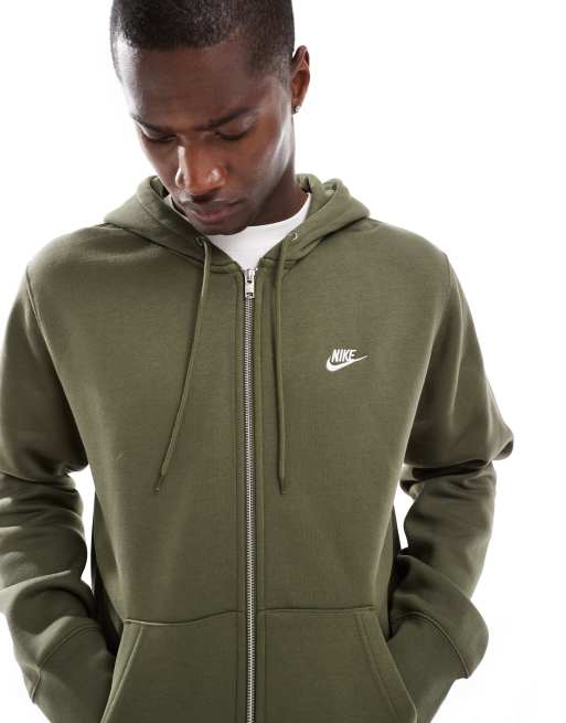Nike Club full zip hoodie in khaki ASOS