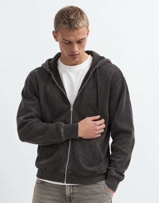 Nike Club full zip hoodie in washed brown, 10 of 10