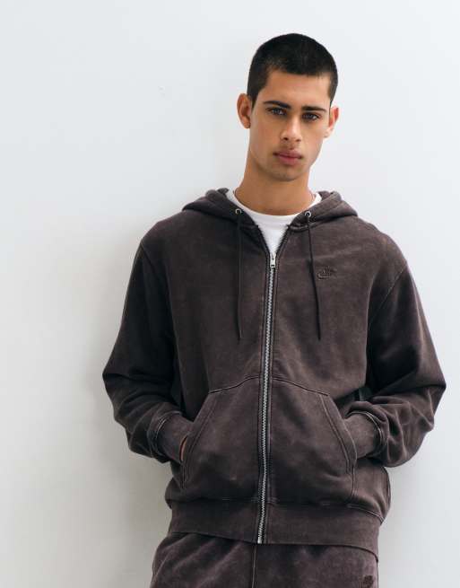 Nike Club full zip hoodie in washed brown, 3 of 10