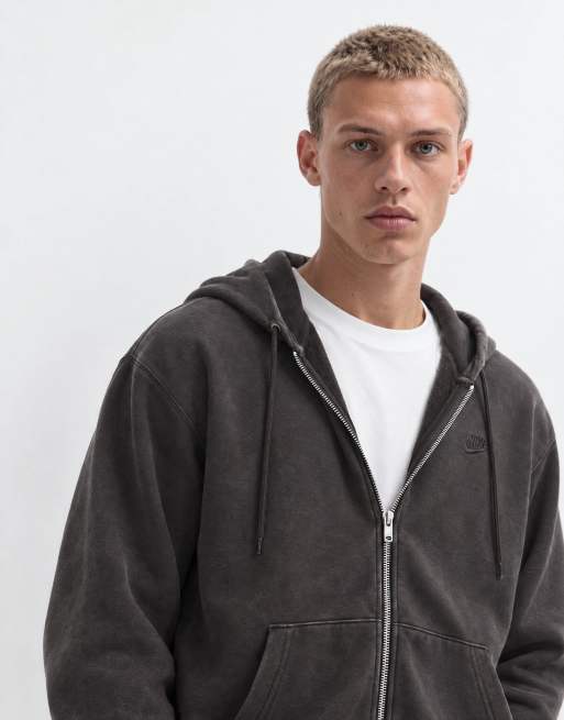 Nike Club full zip hoodie in washed brown, 8 of 10