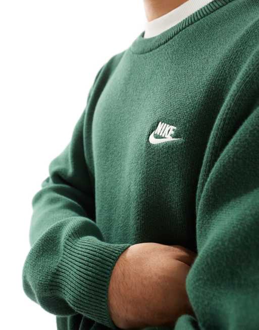Nike - Club - Gebreide sweater met ronde hals in donkergroen, 3 van 4