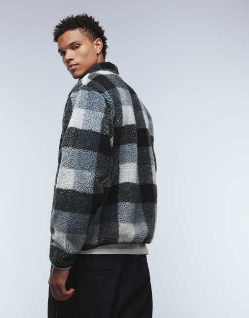 Nike - Club - Geruit sweatshirt van fleece met korte rits in zwart, 3 van 5