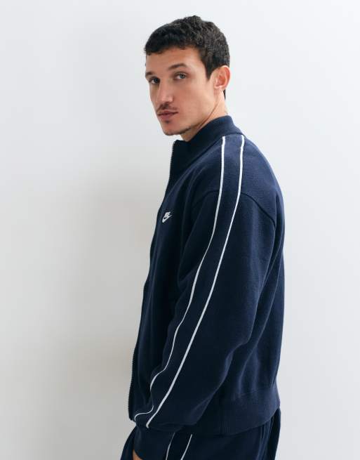 Nike Club giacca da tuta lavorata a maglia blu e bianca, 4 di 5