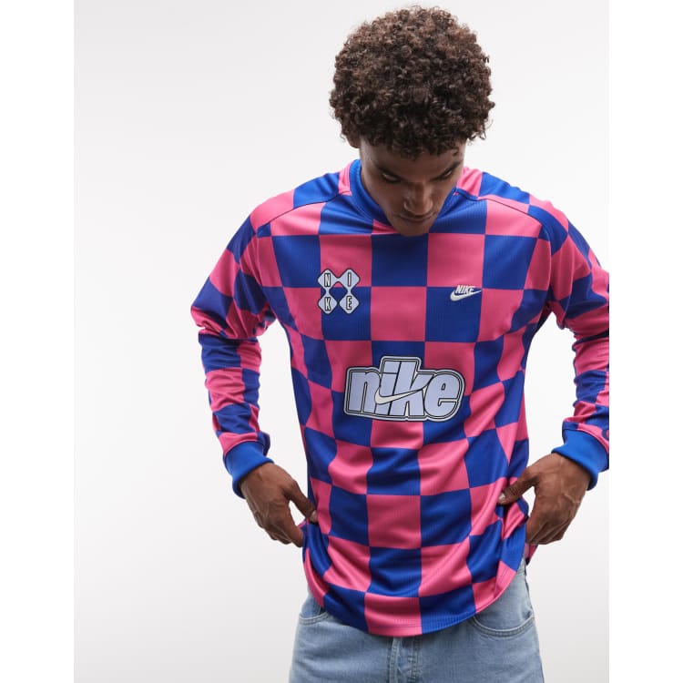 Nike Club Goalie long sleeve top in blue and pink | ASOS