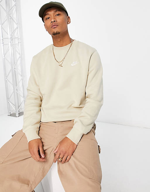 Nike – Club – Gräddvit sweatshirt