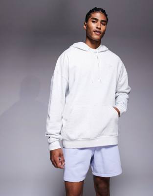 Nike – Club – Gråmelerad, oversize huvtröja i frotté - view 1