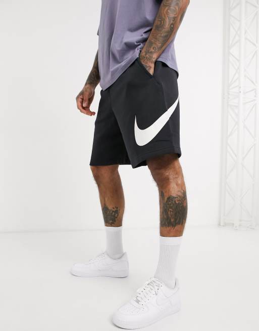 Nike swoosh hot sale shorts black